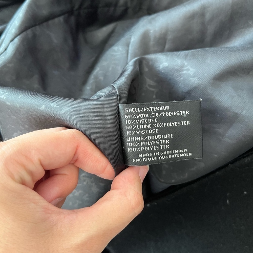 Via Spiga Women’s Wool Coat Black, double breasted, with pleated peplum Sz 4 - Picture 5 of 7